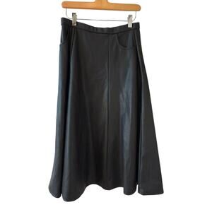 Lularoe Elegant Faux Leather Midi Flare Skirt Black M